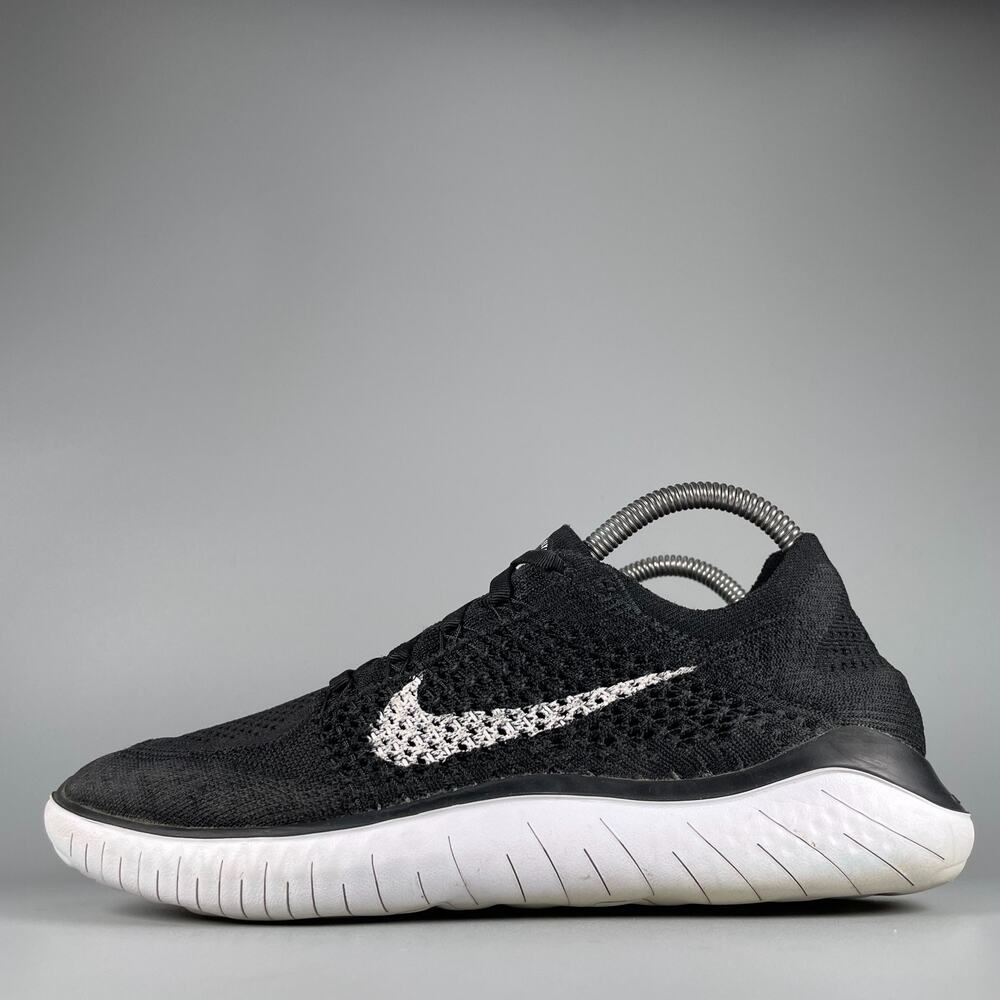 Nike Free RN Flyknit Men's Size 8 Black White Running Shoes Athletic Sneaker GUC